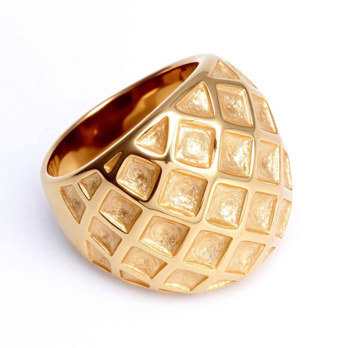 Metallic Texture Diamond - Pattern Ring - Trendy and Versatile Unisex Accessory | G003671 - Image 2