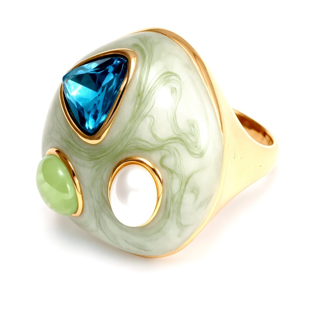 Gold - Inlaid Multicolored Gemstone Texture Ring - Stylish and Personalized Jewelry | G00456JLV - Image 3
