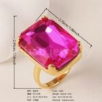 24-K Gold-Plated Stainless Steel Women's Waterproof Ring Set With Square Gems丨K002810 - Image 8