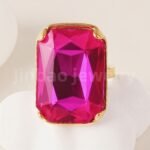 24-K Gold-Plated Stainless Steel Women's Waterproof Ring Set With Square Gems丨K002810 - Image 9