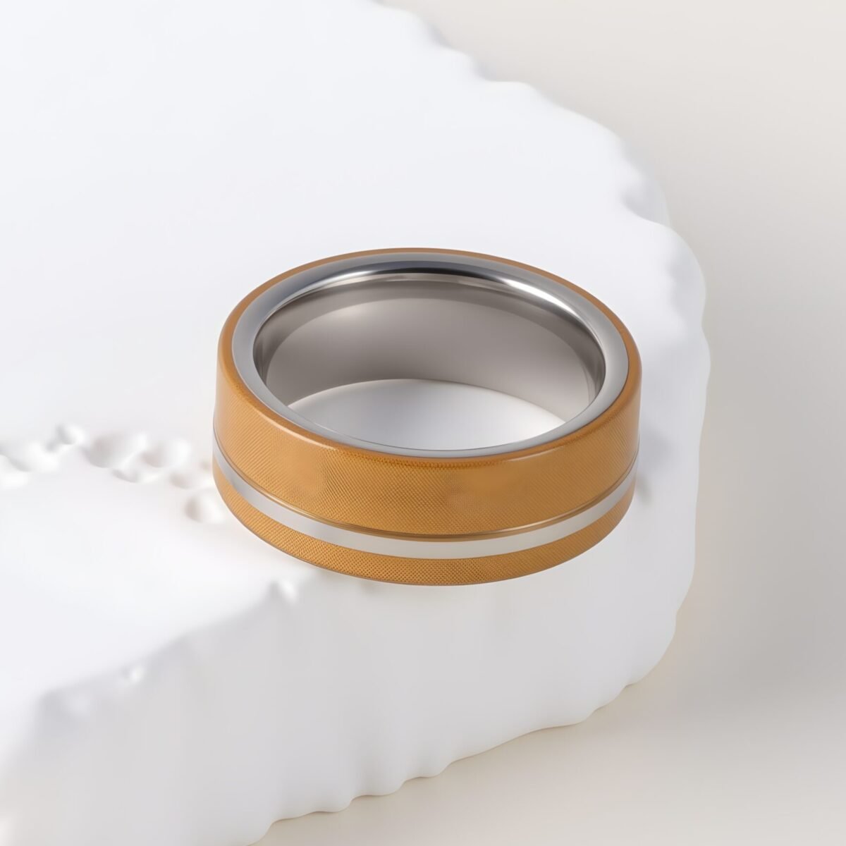 Wood Grain Inlaid Resin Stainless Steel Men's Ring丨P00123 - Image 4