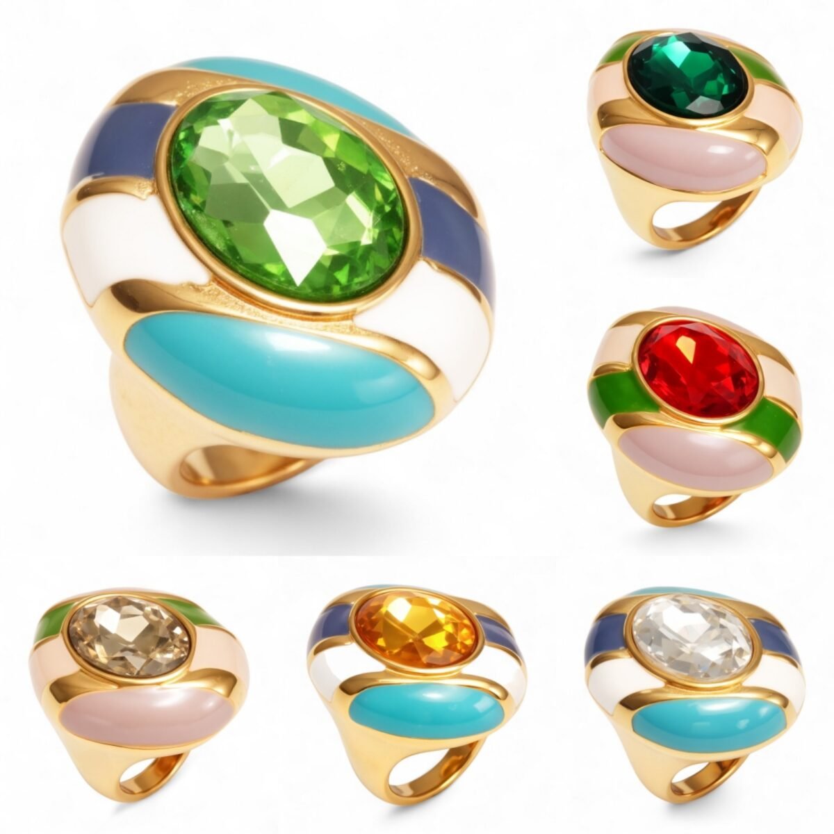 Classic Metal Enamel Gem - Set Ring - Trendy and Gorgeous Unisex Accessory | G004462JHU - Image 1