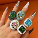 24K Gold PVD Stainless Steel Titanium Flower & Pearl Women's Ring