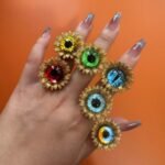 24K Gold-Plating Stainless Steel Colorful Eye Sunflower Trendy Women's Waterproof Ring - Image 2