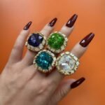 Vintage Inspired Flower Border Stainless Steel Gemstone Ring Women Ring | G004468 - Image 2