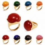 Multi - colored Gemstone Gold Ball Ring, Fashionable and Unique Women's Ring | BL87JS