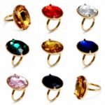 Gold - Inlaid Multicolored Oval Gemstone Ring - Stylish and Personalized Jewelry | N001646JLV