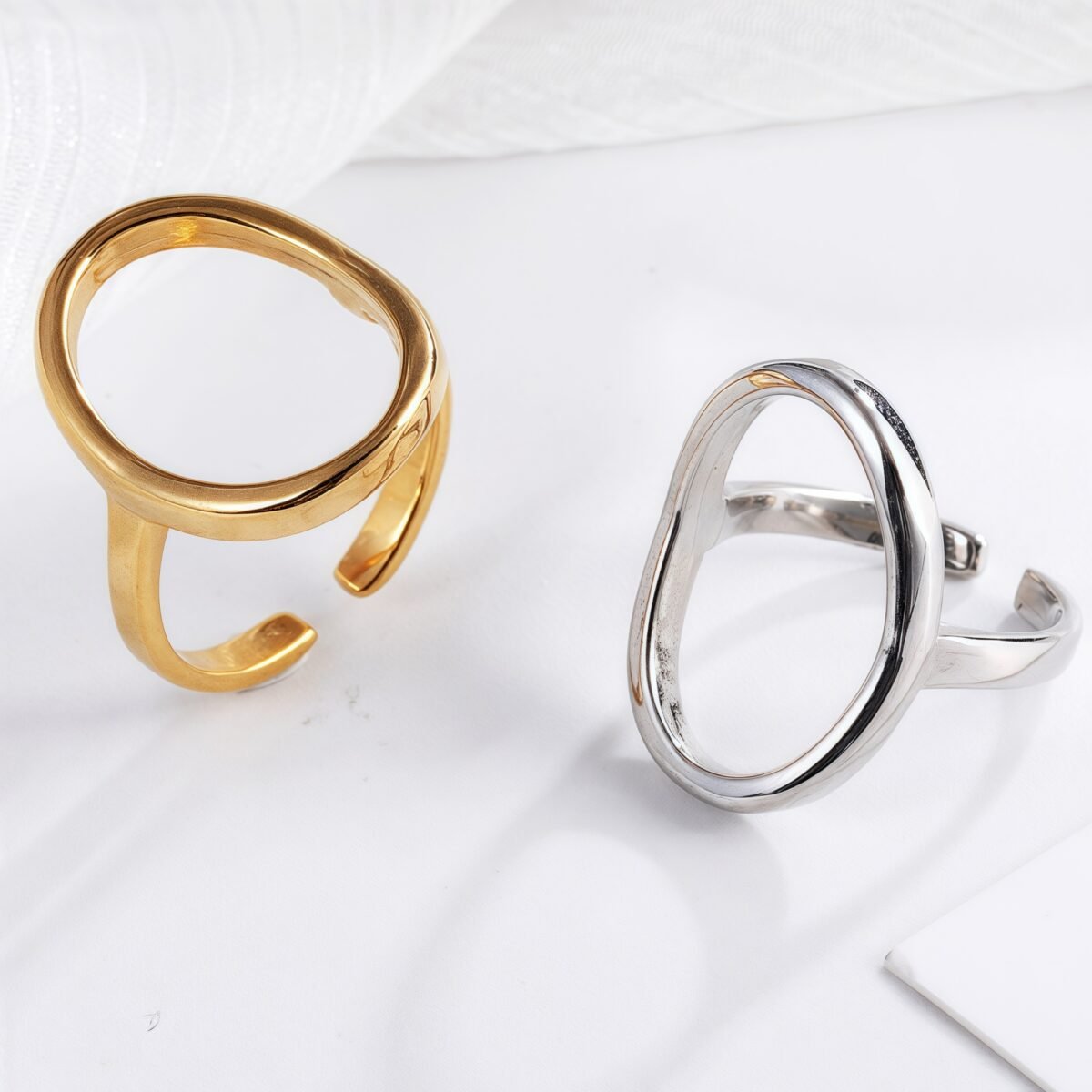 Sleek Oval Shape Stainless Steel Ring for Women | N0012 - Image 1