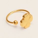 Four - Leaf Clover Gold Stainless Steel Ring, Stylish Versatile Women's Ring | G006343 - Image 3