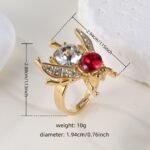 Luxury Gemstones Embellished With Cicada-Shaped Stainless Steel Women's Waterproof Ring丨K003673 - Image 3