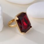 Gemstone Simple Square Design Stainless Steel Women's Ring丨K002810 - Image 5