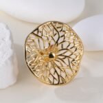 Elegant Hollow Flower Design Stainless Steel Women's Waterproof Ring丨G005935 - Image 3