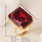 24-K Gold-Plated Stainless Steel Women's Waterproof Ring Set With Square Gems丨K002810 - Image 2