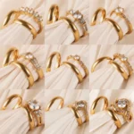 24K Gold-Plating Stainless Steel Luxury Crystal Wedding Waterproof Ring