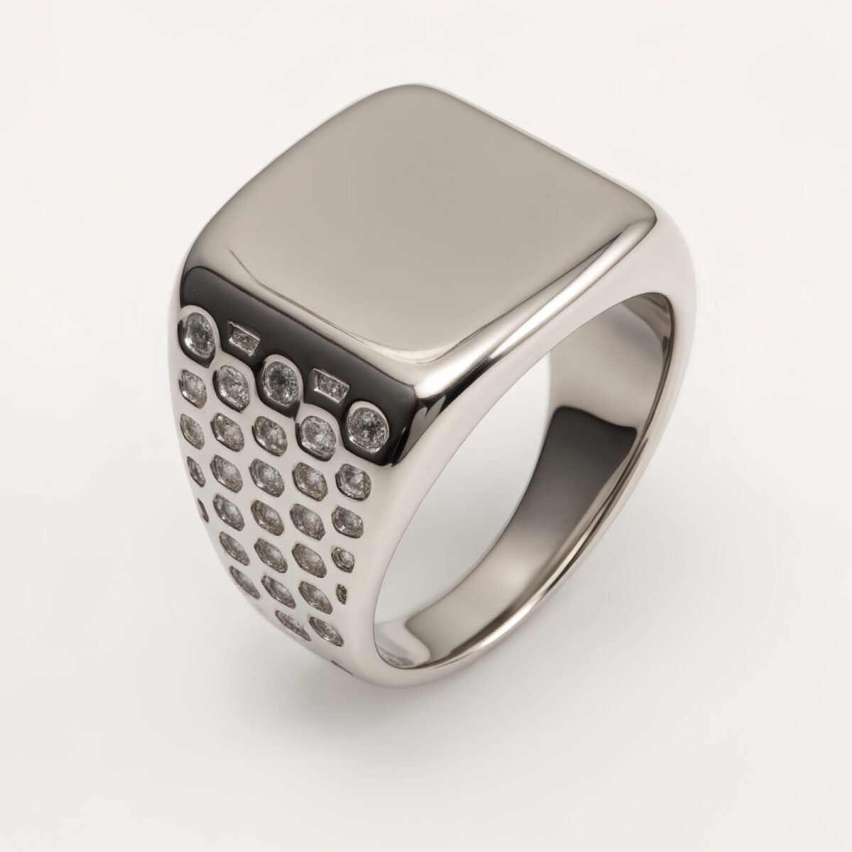Classic Polished Silver Square Ring - Daily Versatile Plain Band | DZ1111G - Image 1