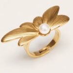 Gold Butterfly Pearl Ring - Romantic and Elegant Jewelry | G005118J