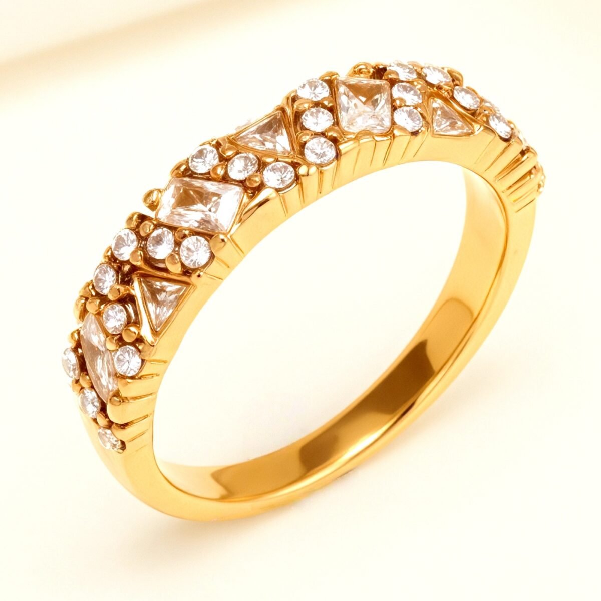 Classic Metal Diamond - Inlaid Luxurious Ring - Trendy and Shiny Unisex Accessory | N001996JB - Image 1