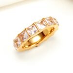 Gold - Inlaid Square Clear - Diamond Ring - Stylish and Luxurious Jewelry | N001999JB - Image 3