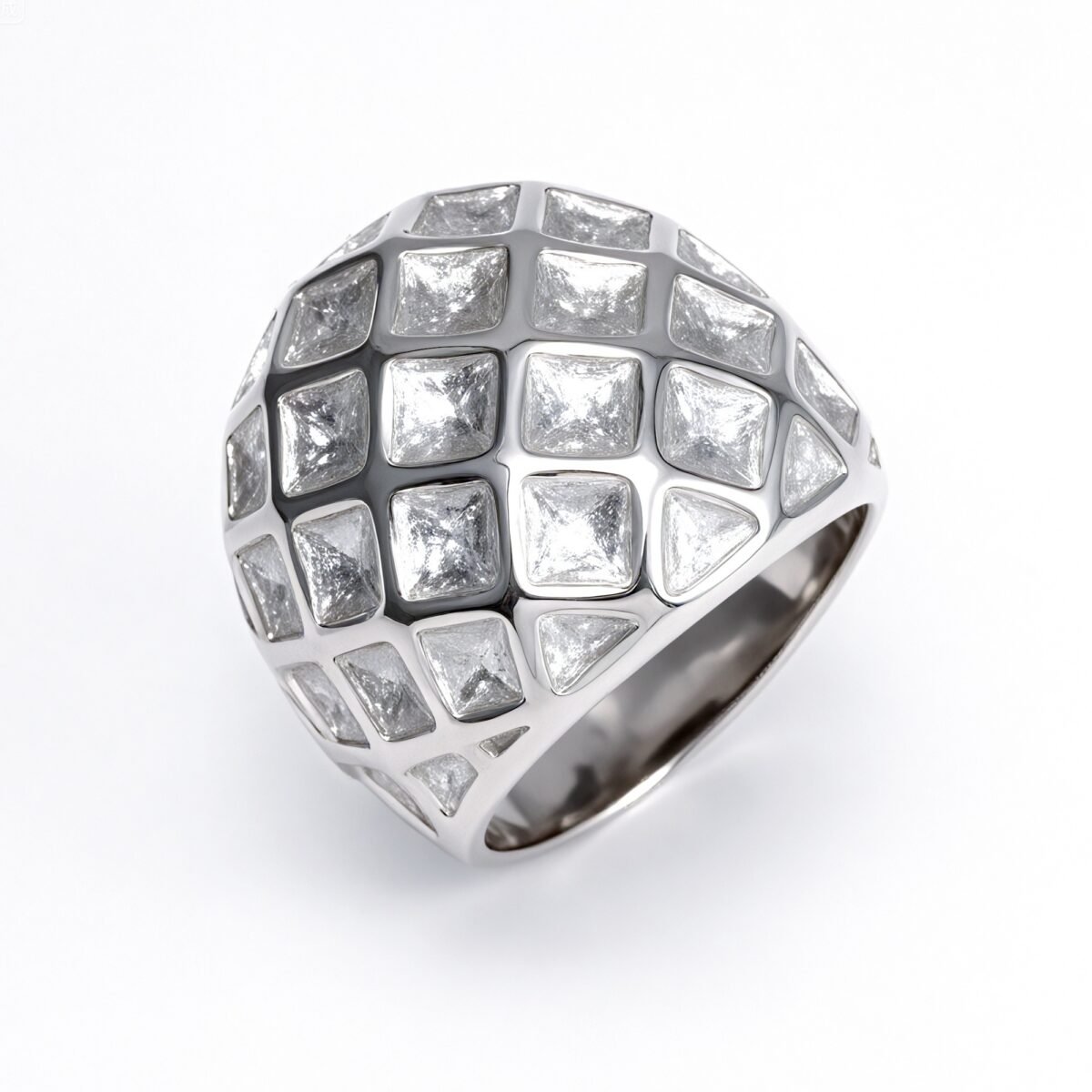 Metallic Texture Diamond - Pattern Ring - Trendy and Versatile Unisex Accessory | G003671 - Image 6