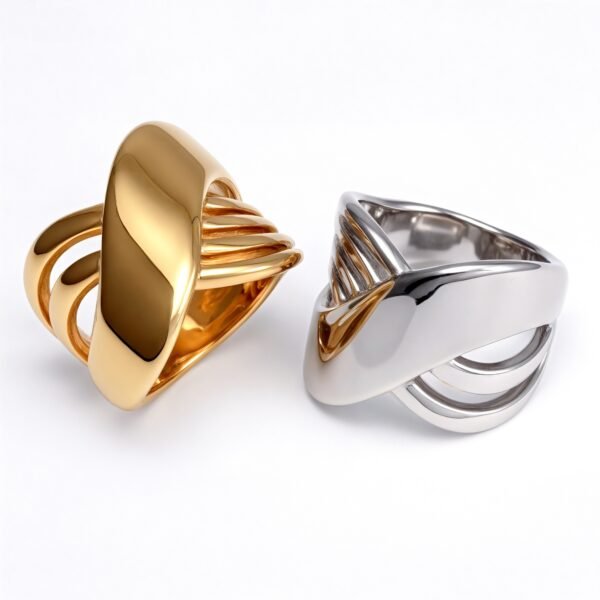 Gold/Silver Three - Dimensional Interlaced Ring - Stylish and Personalized Jewelry | ML0146