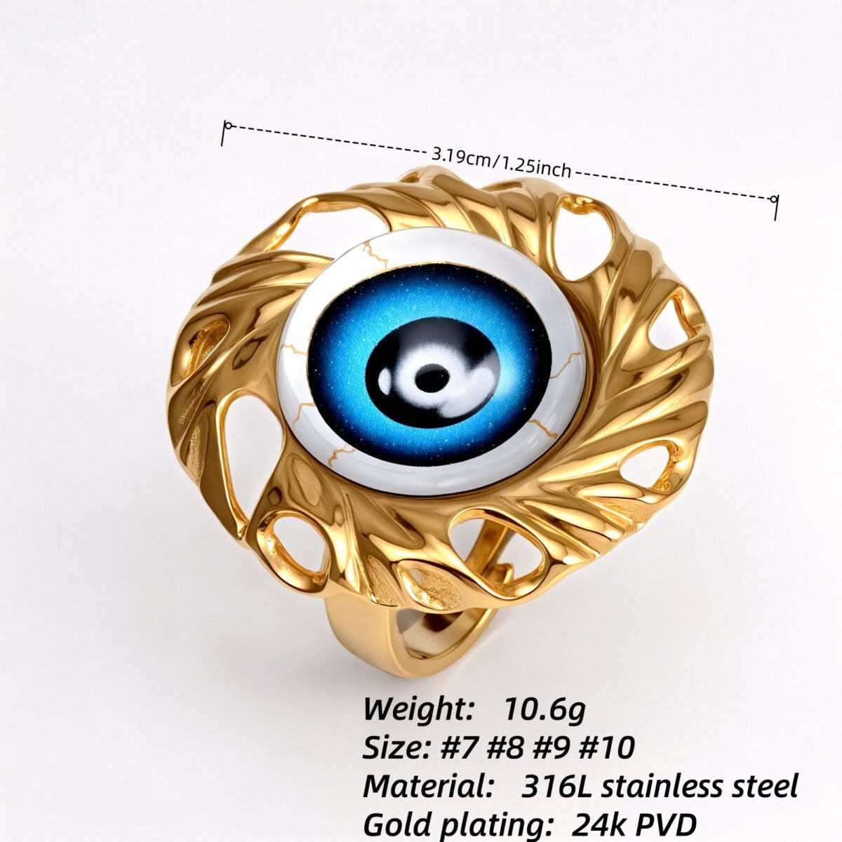 Metal Artistic Eye - Shaped Ring - Trendy and Unique Unisex Accessory | G006213 - Image 4