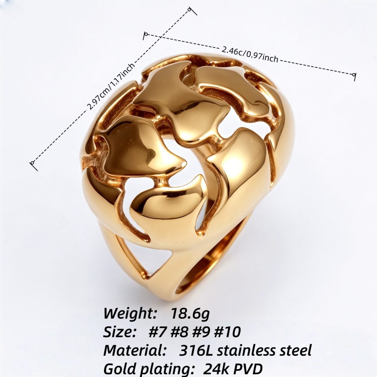 Metallic Texture Hollow - Out Ring - Trendy and Versatile Unisex Accessory | ML0123 - Image 5