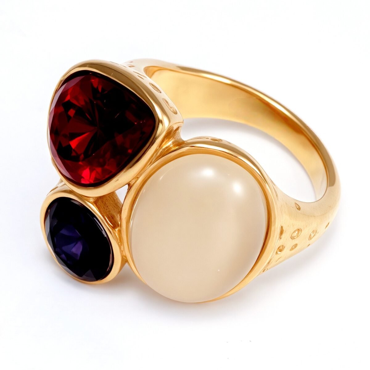 Gold - Inlaid Multicolored Gemstone Ring - Stylish and Personalized Jewelry | K002962JHOZ - Image 2
