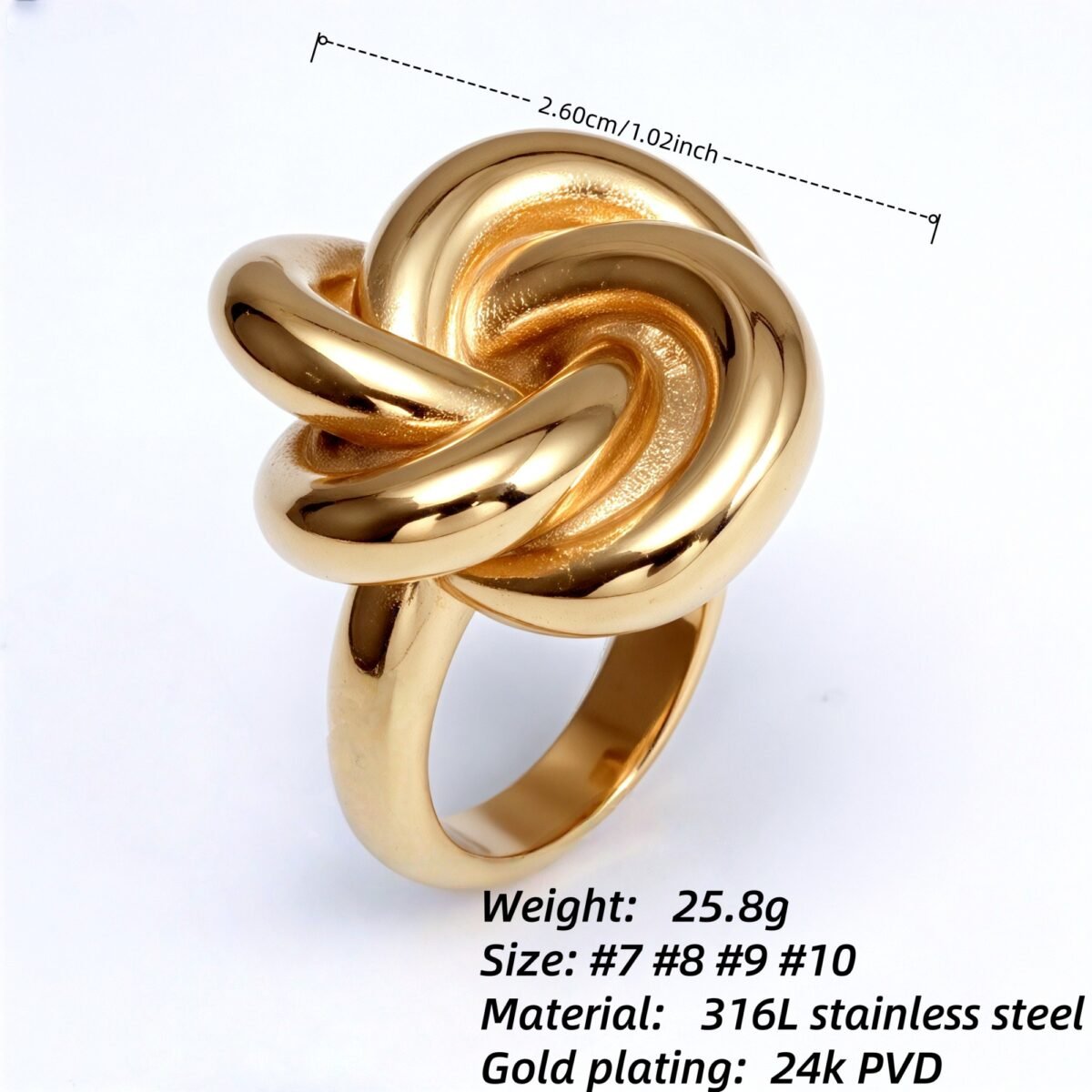 Fashionable Gold/Silver Knot Ring - Eye - Catching Accessory for Stylish Outfits | G004581 - Image 5