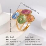 Creative Leaf Design Epoxy Resin Stainless Steel Women's Ring - Image 6