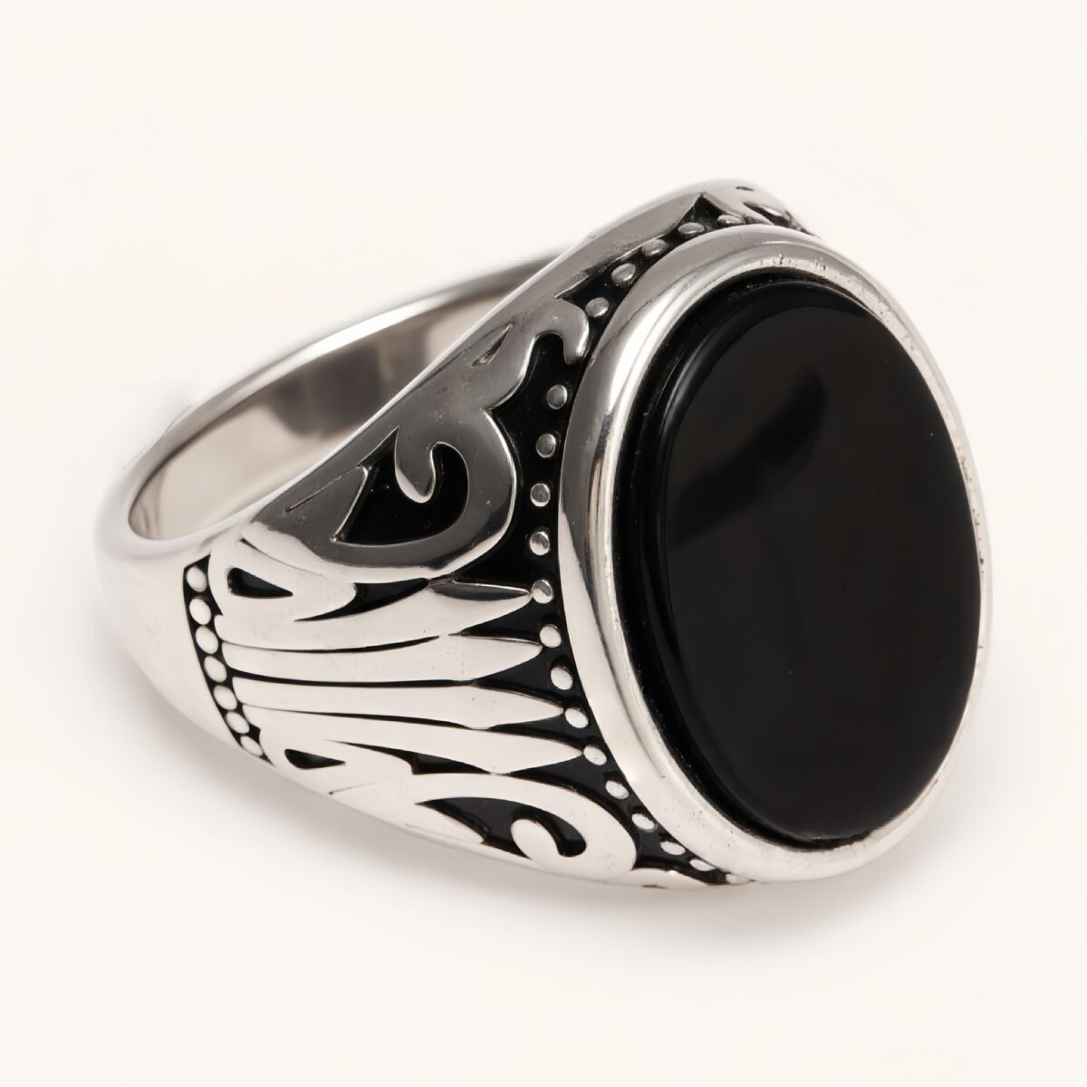 Silver - Inlaid Gemstone Carved Ring - Retro and Trendy Jewelry | K00680GH - Image 7