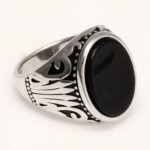 Silver - Inlaid Gemstone Carved Ring - Retro and Trendy Jewelry | K00680GH - Image 7