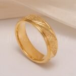 24K Gold-Plating Stainless Steel Minimalist Textured Trendy Men's Waterproof Ring  6MM - Image 5