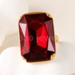 24-K Gold-Plated Stainless Steel Women's Waterproof Ring Set With Square Gems丨K002810 - Image 3
