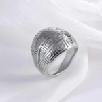 Vintage design two-tone gold and silver stainless steel women's ring | C-3DZ-D - Image 4