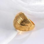 Vintage design two-tone gold and silver stainless steel women's ring | C-3DZ-D - Image 3