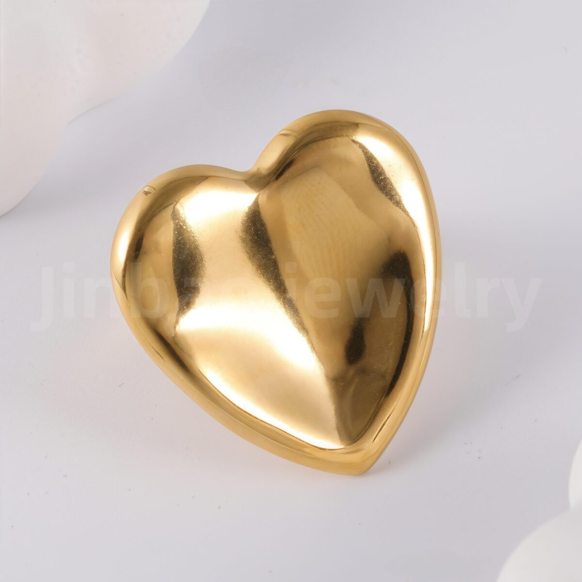 24K Gold-Plated Stainless Steel Heart Design Unique Women's Ring - Image 7