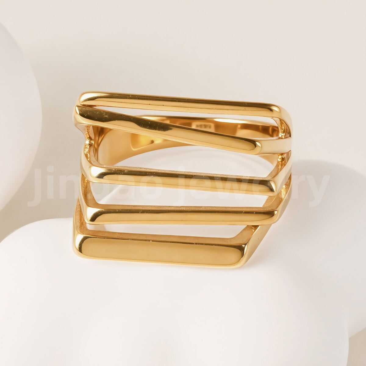 24K Gold-Plating Stainless Steel Adjustable Open Fashion Retro Women's Waterproof Ring - Image 16