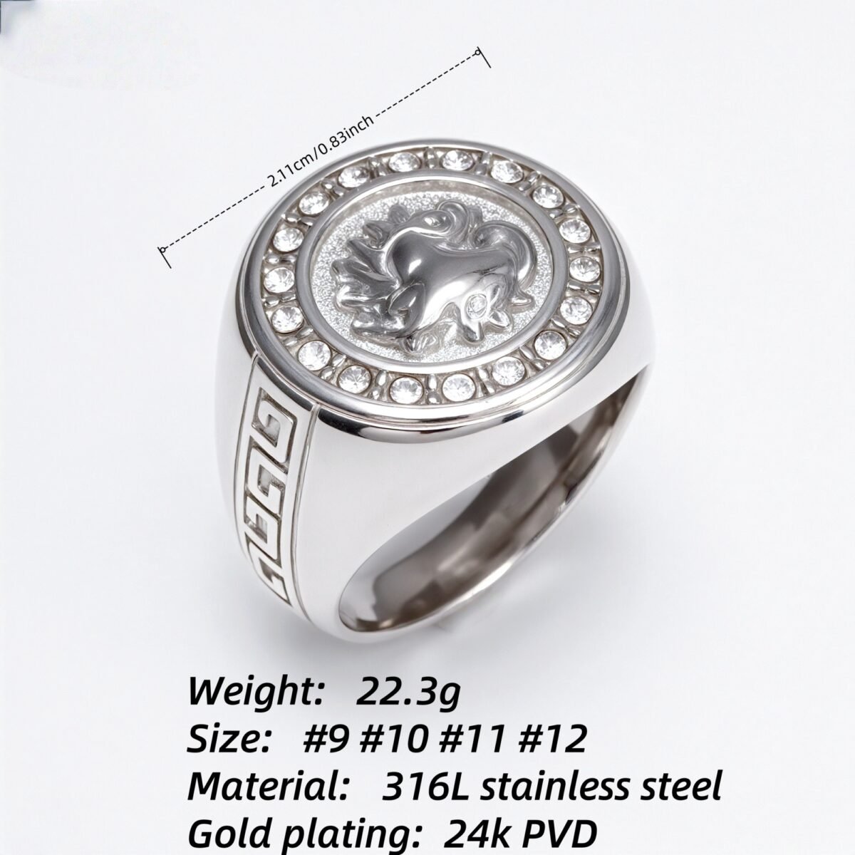Metal - Carved Diamond - Inlaid Ring - Trendy Myth - Inspired Unisex Accessory | DZ1021 - Image 6