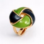 Gold - Framed Braided Colorful Gem Ring - Stylish and Personalized Jewelry | G004512JHU - Image 2