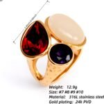 Gold - Inlaid Multicolored Gemstone Ring - Stylish and Personalized Jewelry | K002962JHOZ - Image 4