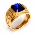 Gold - Carved Square Color - Gem Ring - Retro and Trendy Jewelry | BL135JHB- - Image 10