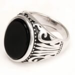Silver - Inlaid Gemstone Carved Ring - Retro and Trendy Jewelry | K00680GH - Image 8