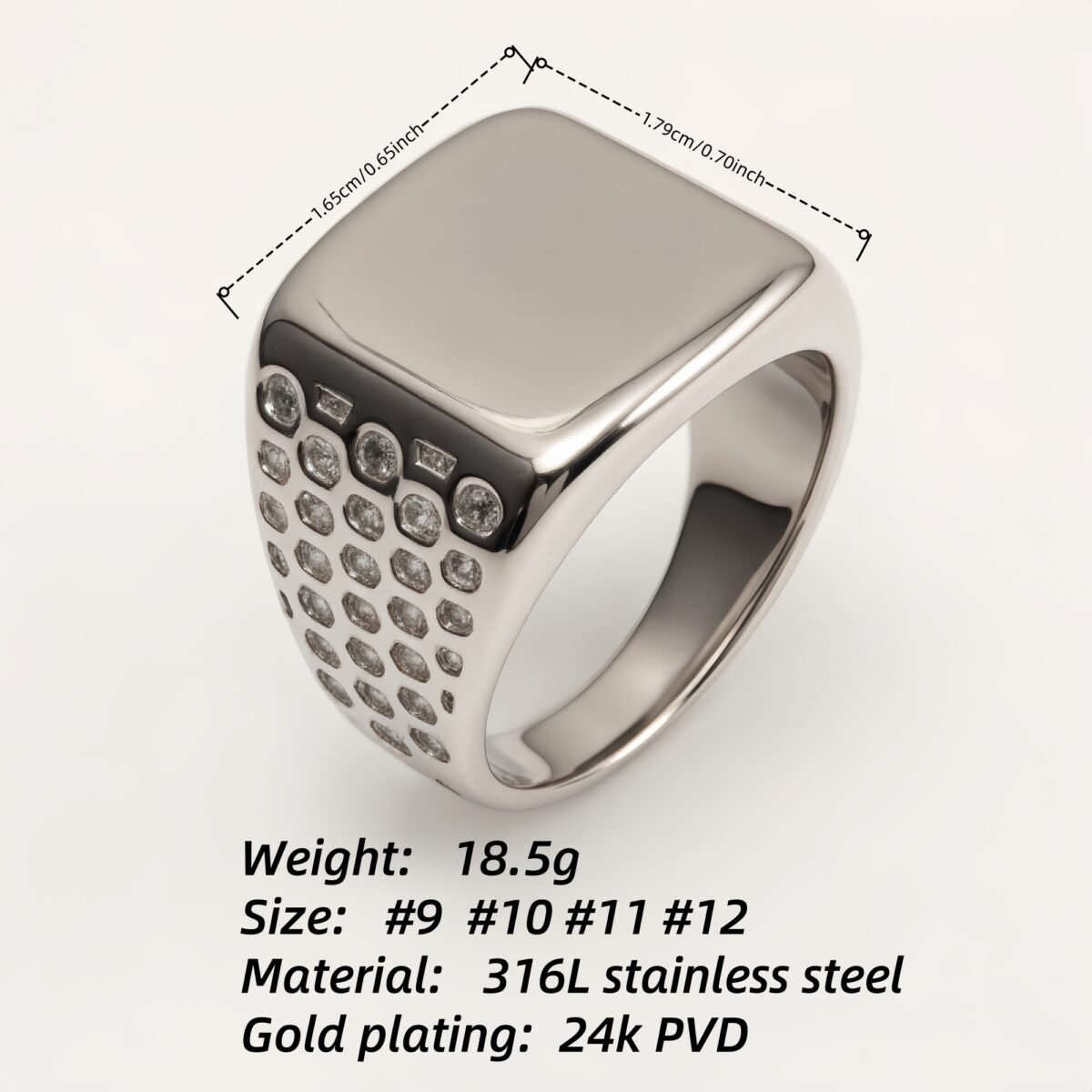 Classic Polished Silver Square Ring - Daily Versatile Plain Band | DZ1111G - Image 4