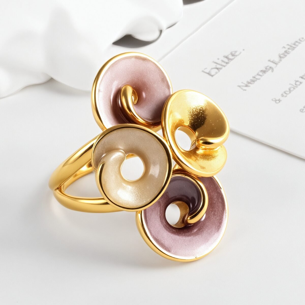Creative Leaf Design Epoxy Resin Stainless Steel Women's Ring - Image 4