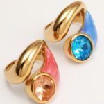 Twisted Design Enamel & Gem Stainless Steel Ring - Trendy Accessory | G004485