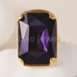 24-K Gold-Plated Stainless Steel Women's Waterproof Ring Set With Square Gems丨K002810 - Image 5
