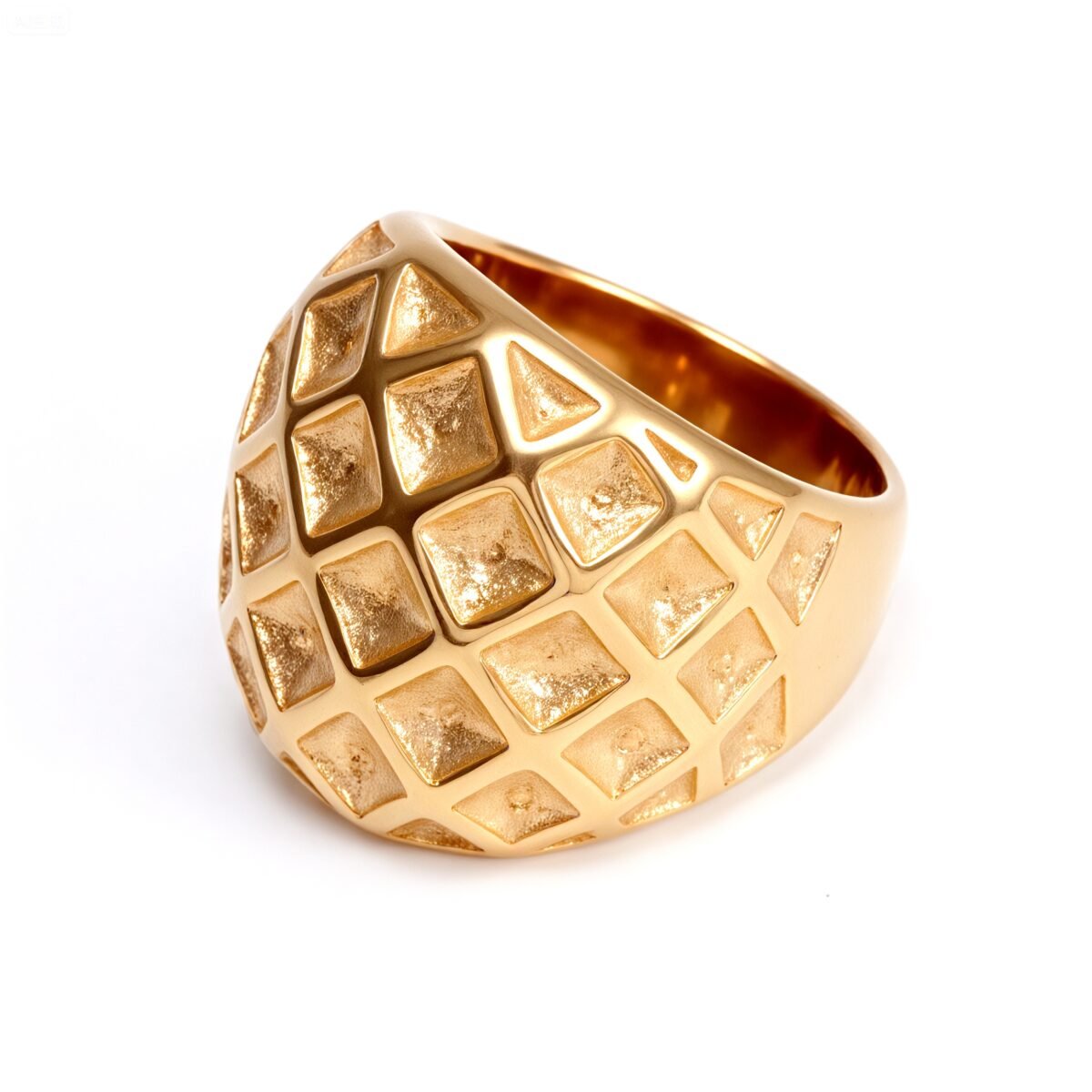 Metallic Texture Diamond - Pattern Ring - Trendy and Versatile Unisex Accessory | G003671 - Image 3