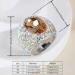 Shiny Rhinestone Inlaid Luxury Personalized Stainless Steel Women's Ring | BL224 - Image 6