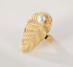 Elegant Nature-Inspired Pearl Leaf Ring - Fashion Jewelry for Women | G005438 - Image 3
