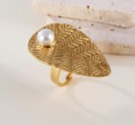 Elegant Nature-Inspired Pearl Leaf Ring - Fashion Jewelry for Women | G005438 - Image 2
